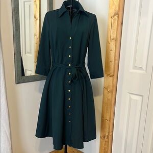 Sharagano Dark Green Long Sleeve Dress